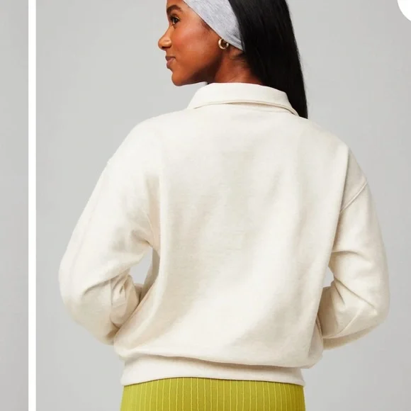 Fabletics Women's Cream Half-Zip Sweatshirt - Picture 7 of 9